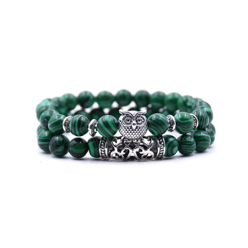 Lisslune | Owl Charm Natural Stone Bracelet