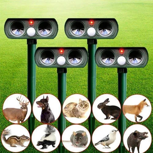Lisslune | Solar Power Ultrasonic Pest Repeller Infrared Sensor Waterproof Animal Repellent