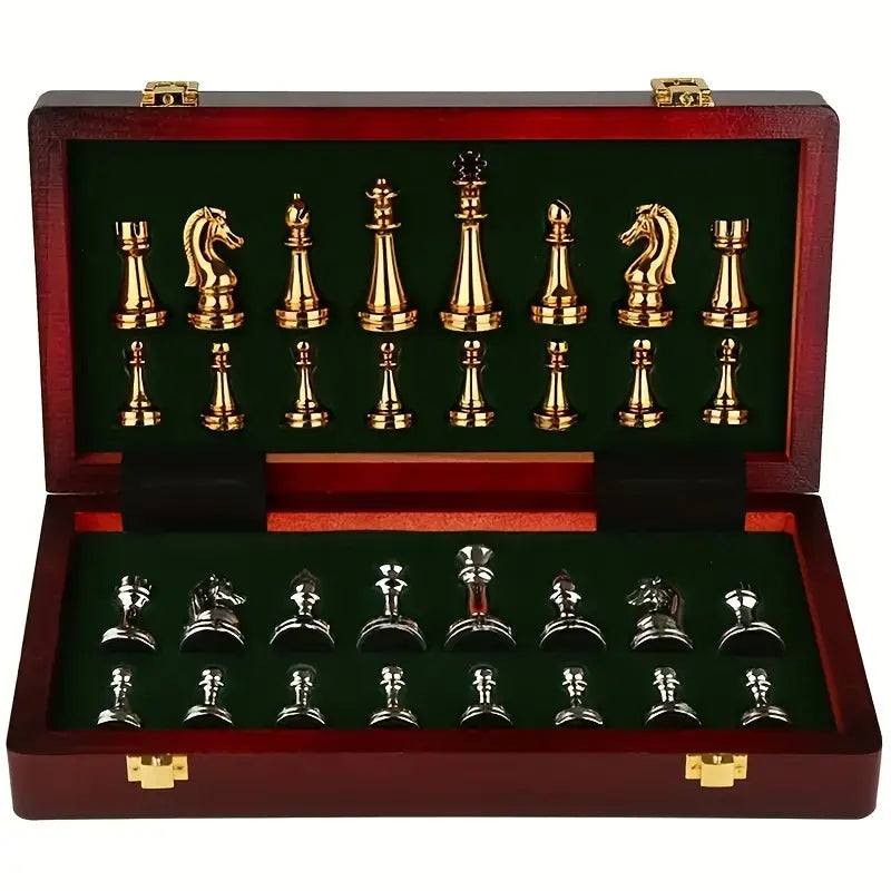 Lisslune | Regal Chess Set – Exclusive collapsible chess set made of wood with metal pieces