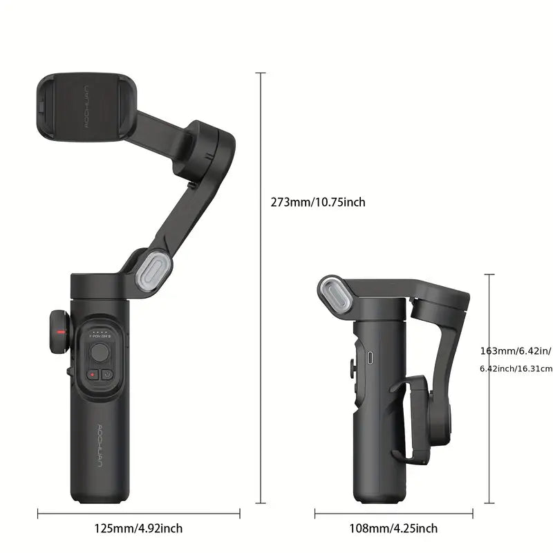 Lisslune | SmartPro Smartphone Gimbal Stabiliser – Foldable 3-Axis Handheld Stabiliser for iPhone & Android