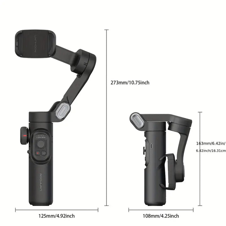 Lisslune | SmartPro Smartphone Gimbal Stabiliser – Foldable 3-Axis Handheld Stabiliser for iPhone & Android
