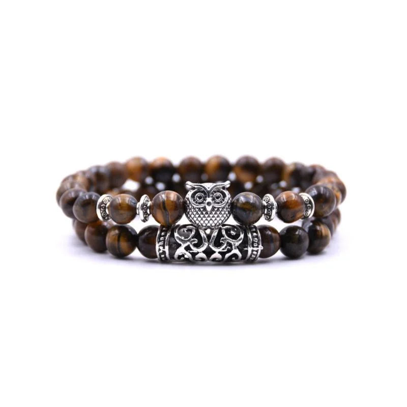 Lisslune | Owl Charm Natural Stone Bracelet