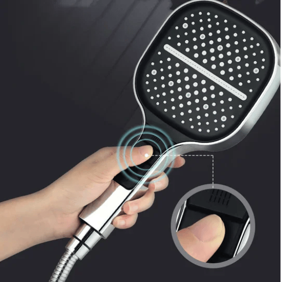 Lisslune | HydraLux 7-Setting Shower Head – Water-Saving & Anti-Scale – Square Chrome