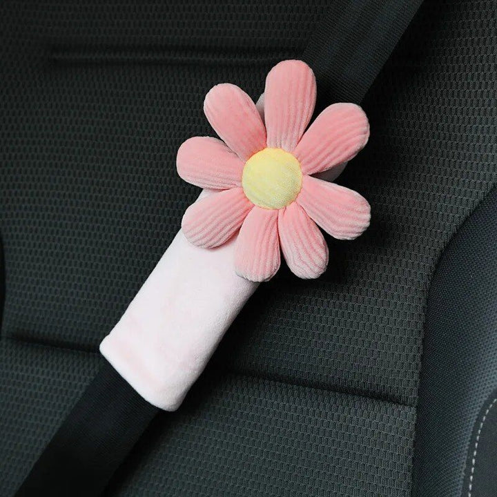 Lisslune | Soft Flower Car Neck and Waist Cushion with Seatbelt Shoulder Pad