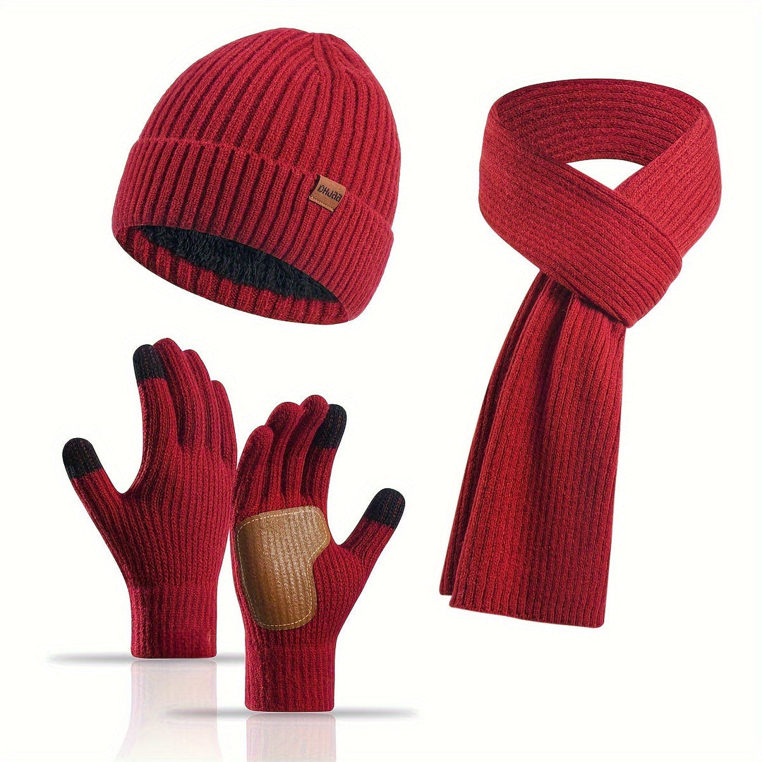 Lisslune | Winter Comfort Set – Knitted Beanie, Scarf and Gloves for Unisex