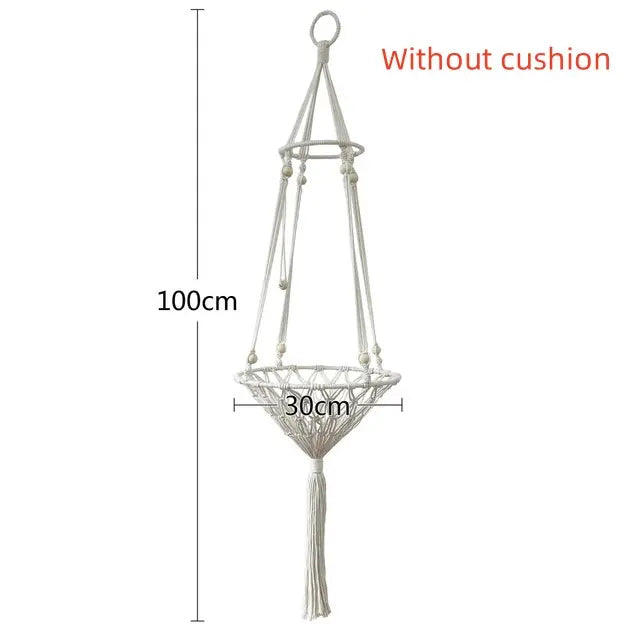 Lisslune | Spacious Macrame Pet Hammock - Stylish Hanging Swing Bed for Cats and Dogs, Cozy Home Accessory, Perfect Gift for Furry Friends