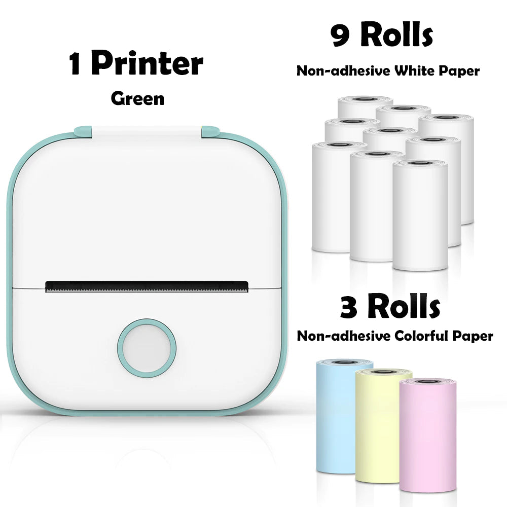 Lisslune | T02 Portable Mini Wireless Thermal Pocket Printer Self-Adhesive Stickers Used for DIY, Journal Stickers Portable Printer