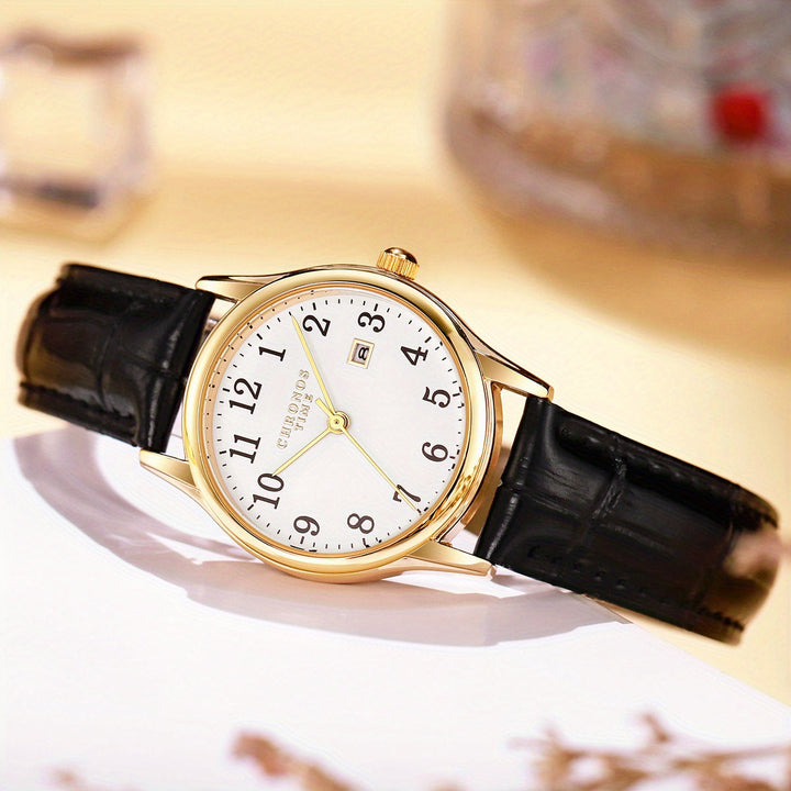 Lisslune | Elegant Women’s Watch – Quartz Wristwatch with Synthetic Leather Strap | Perfect Gift for Her
