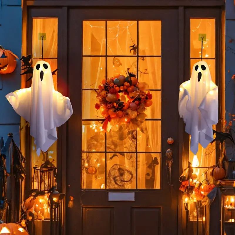 Lisslune | Set of 3 LED Hanging Ghost Decorations for Halloween