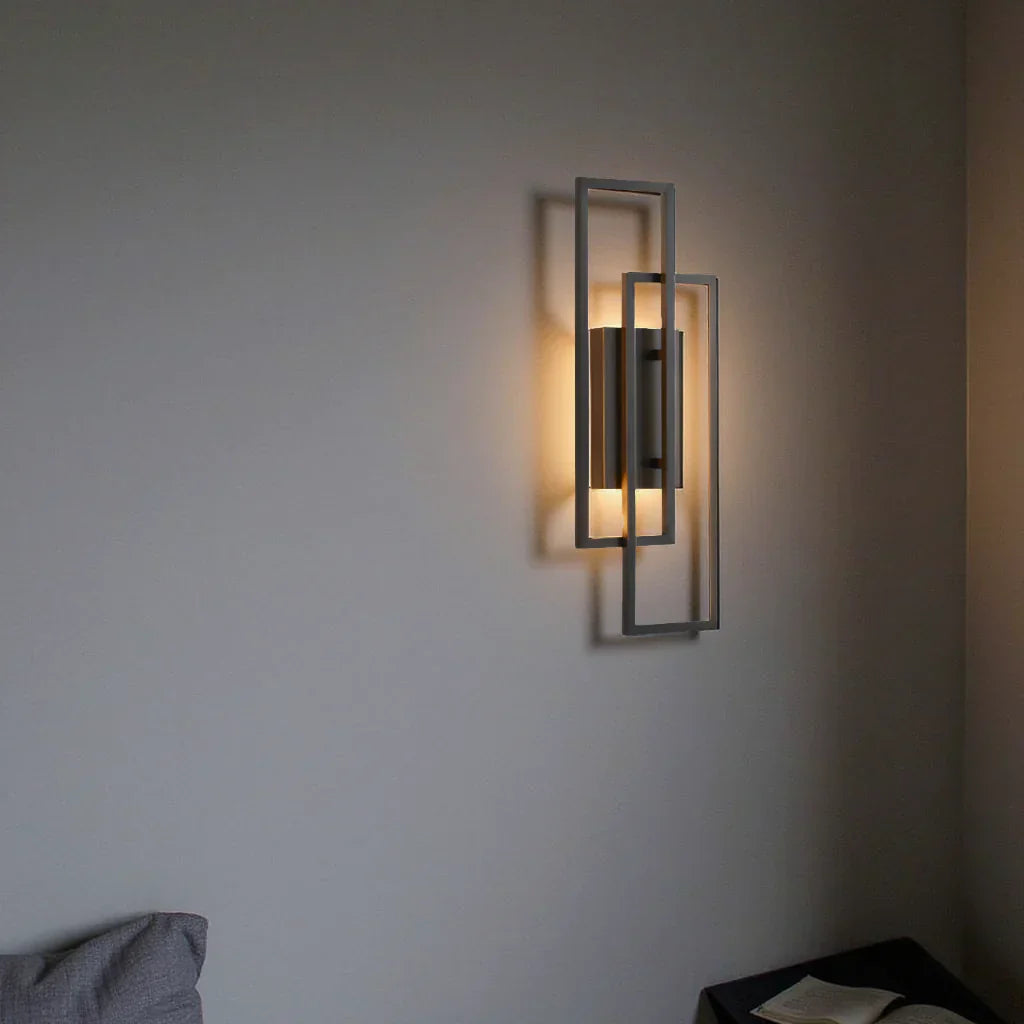 Lisslune | Modern Geometric LED Wall Light – Rectangle Design with Remote Dimming (Black or Copper Finish)