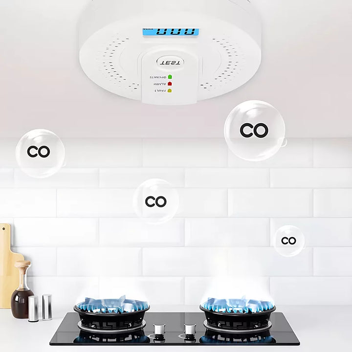Lisslune | Carbon Monoxide Detector | Reliable Alarm Sensor with LCD Display for Home Safety