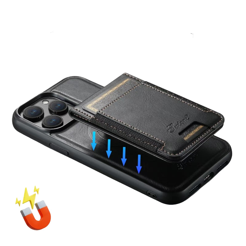 Lisslune | LuxCase Leather Phone Case with Card Slot and Stand – Suitable for iPhone