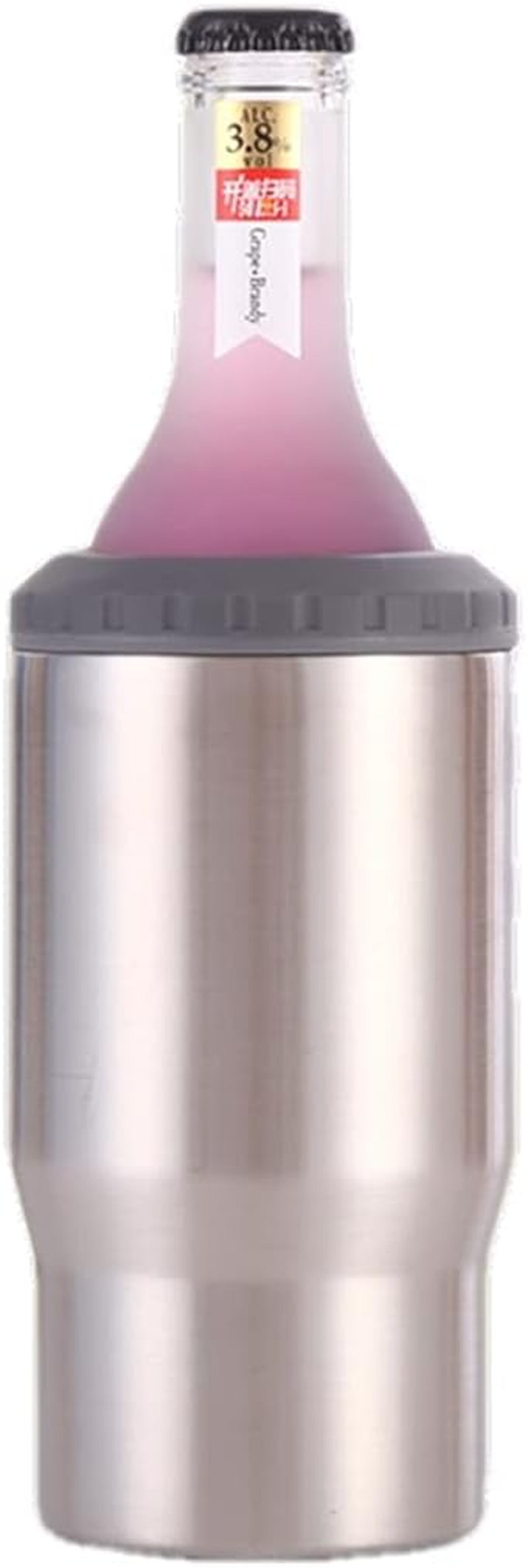 Lisslune | 4 in 1 stainless steel can/bottle insulator, 14Oz two-way lid SUS insulated can cooler, beer bottle holder (Black)