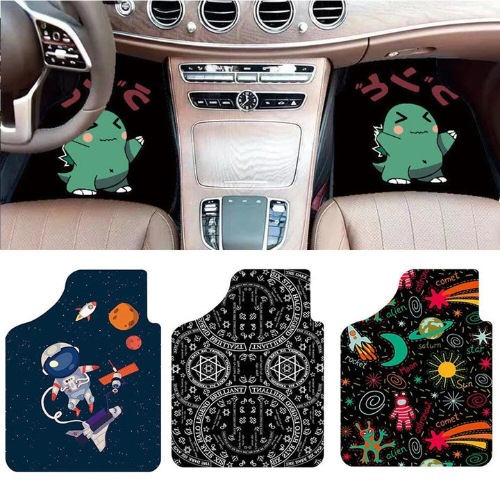 Lisslune | 4-piece comic pattern car mats - Universal fit for cars, SUVs, and 7-seater vans