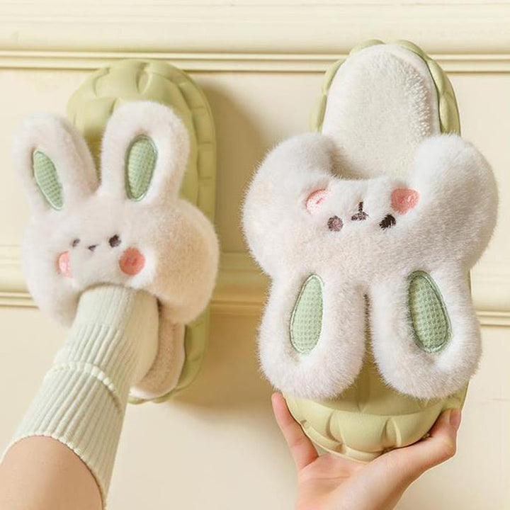 Lisslune | Cute Bunny Shoes Winter Fuzzy Slippers Women Removable Washable Slippers