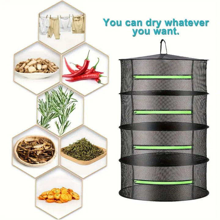 Lisslune | Foldable drying basket for fruits, vegetables, and herbs – Multi-tier net storage for quick drying process