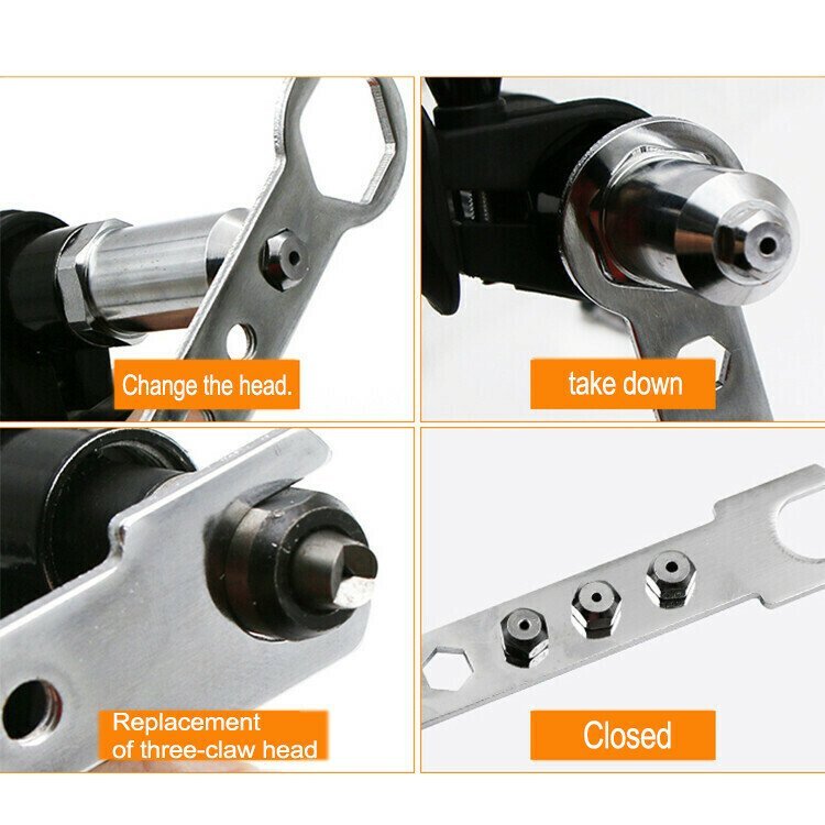 Lisslune | Professional Rivet Gun Adapter Kit With 4Pcs Different Matching Nozzle Bolts