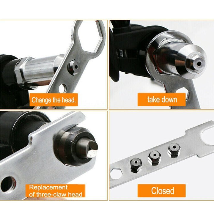 Lisslune | Professional Rivet Gun Adapter Kit With 4Pcs Different Matching Nozzle Bolts