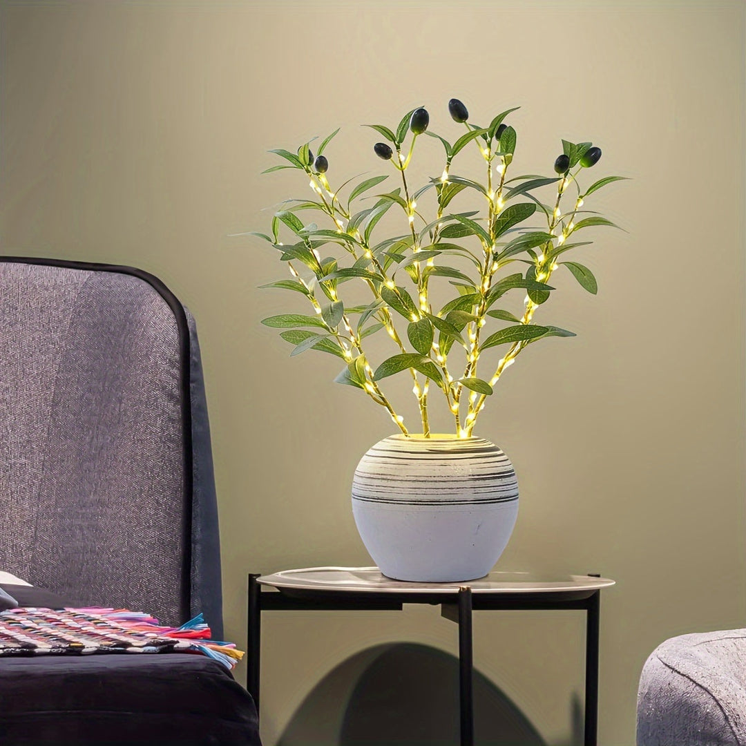 Lisslune | Illuminated Olive Tree LED Lamp – Modern Decor for Festive Occasions, Weddings, Birthdays, and Party Atmosphere, Ideal for Dining Table, Cabinet, or Café Decor