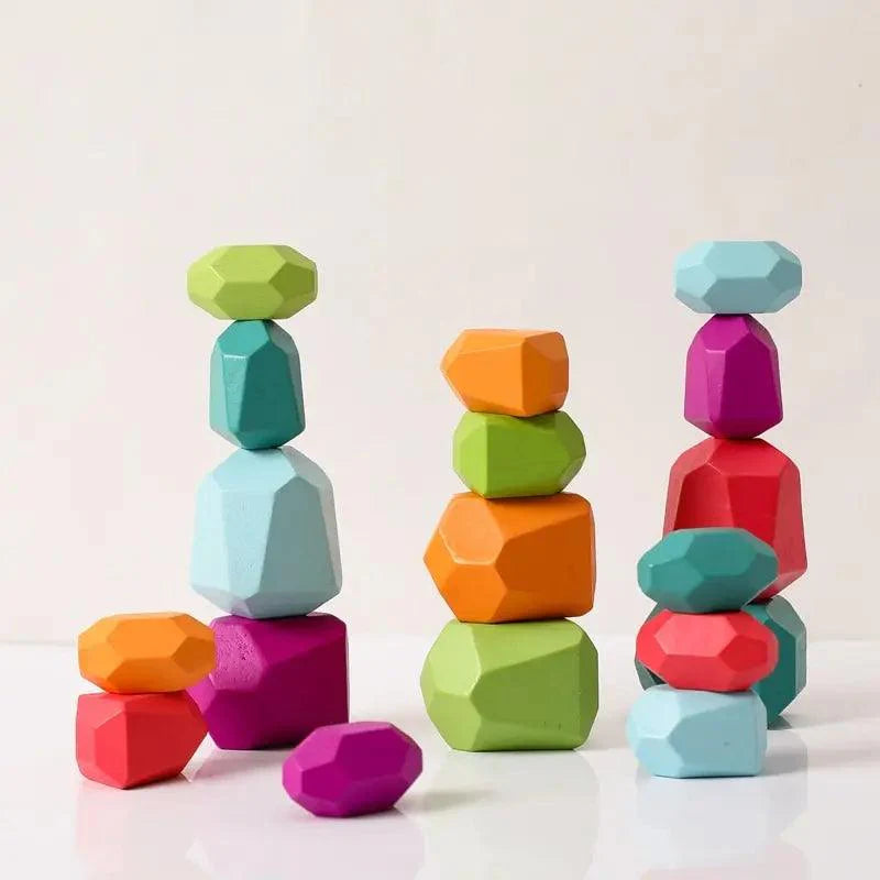 Lisslune | Colorful Wooden Building Blocks Set for Creative Learning and Logical Development