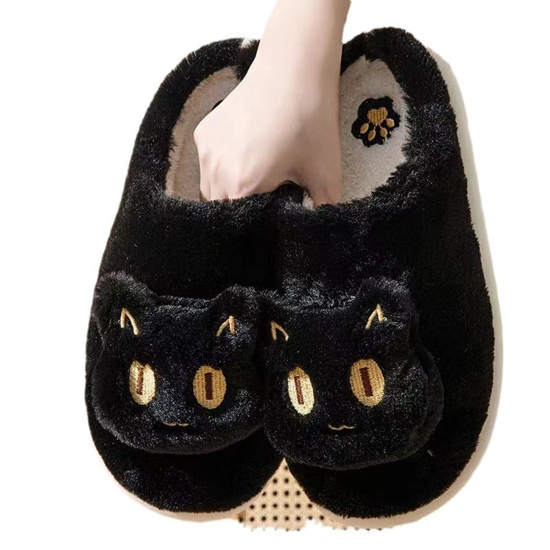 Lisslune | Cozy Plush Cat Head Slippers for Couples - Soft Cotton Slippers for Winter Warmth