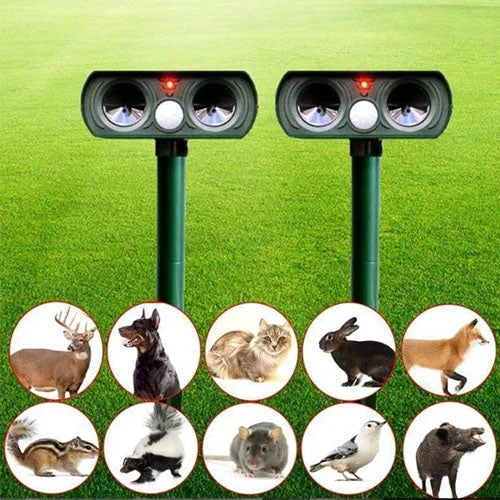 Lisslune | Solar Power Ultrasonic Pest Repeller Infrared Sensor Waterproof Animal Repellent