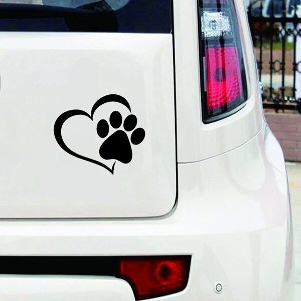 Lisslune | Beautiful Heart & Paw Print Car Sticker