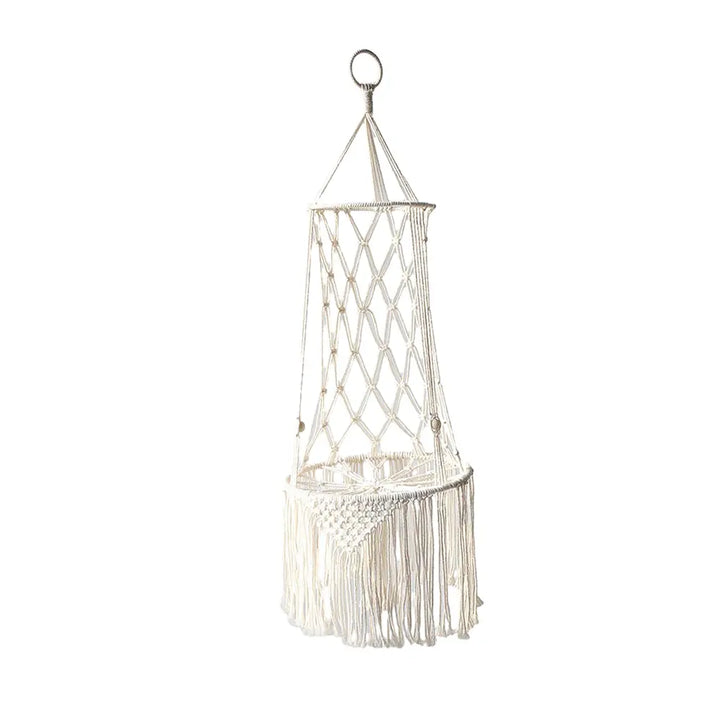 Lisslune | Bohemian Woven Cat Hammock Bed - Handmade Cotton Rope Swing with Fringe - Cozy Nest for Kittens and Indoor Decoration