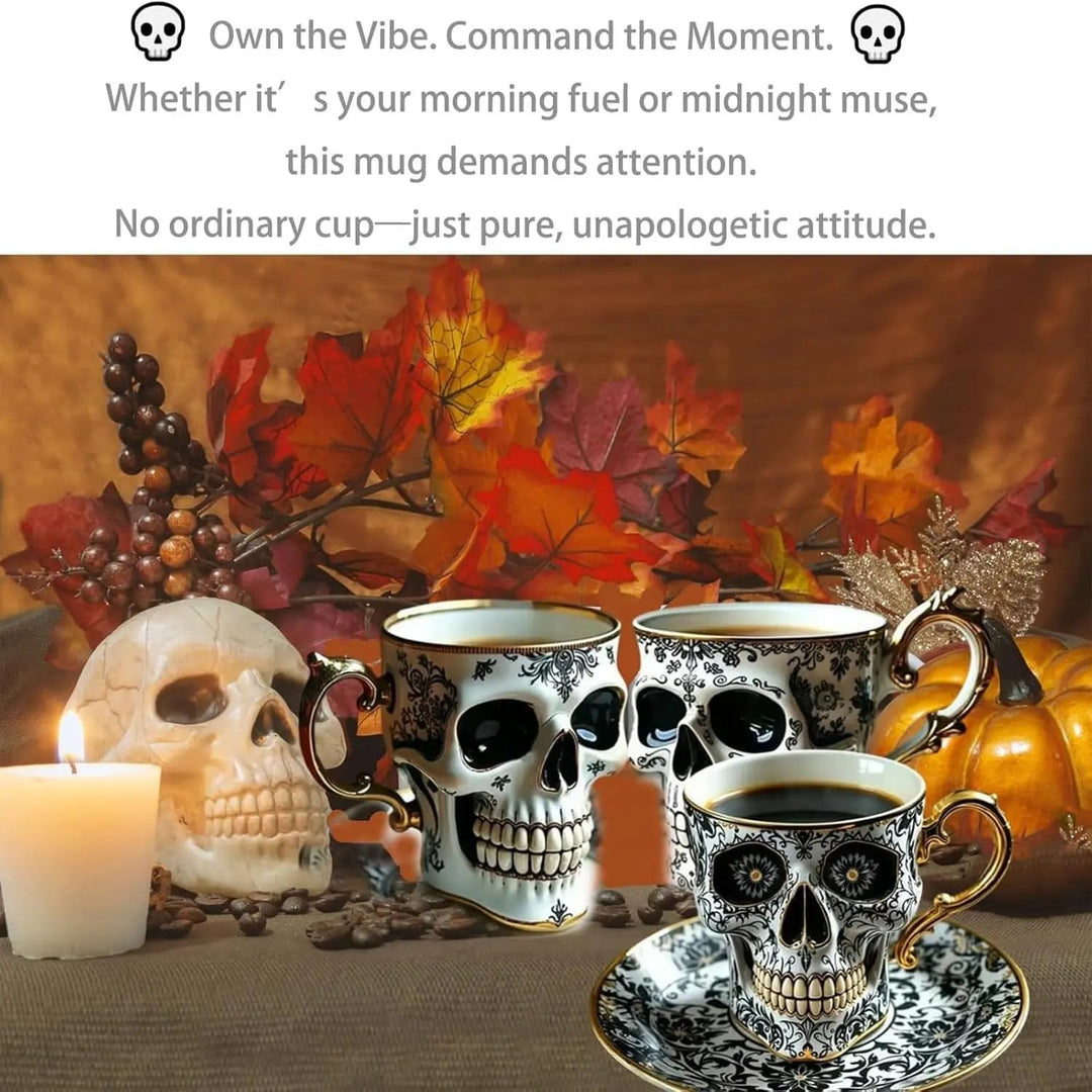 Lisslune | Gothic Skull Decorative Mug Noctura – Artistic Hand-Painted Skull Decoration