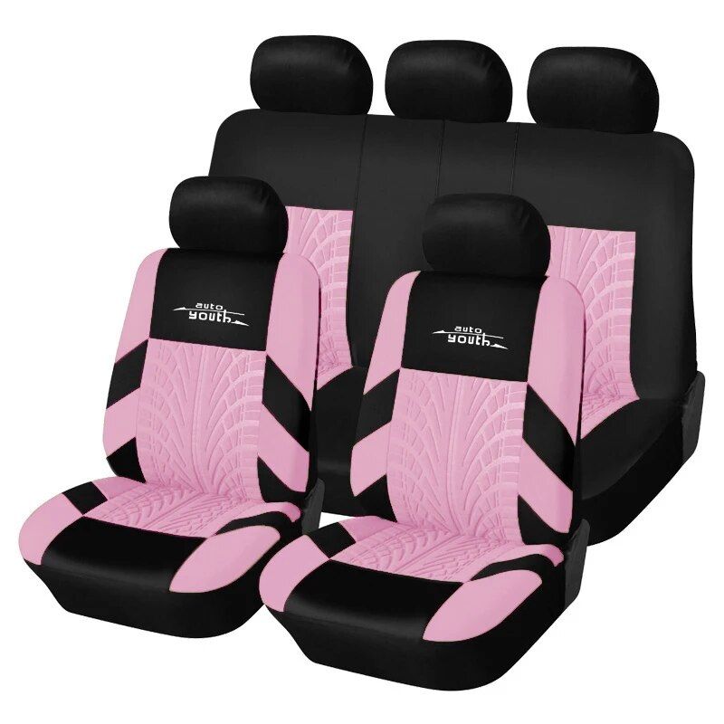 Lisslune | Universal Fit Embroidered Car Seat Cushions with Tire Track Detail