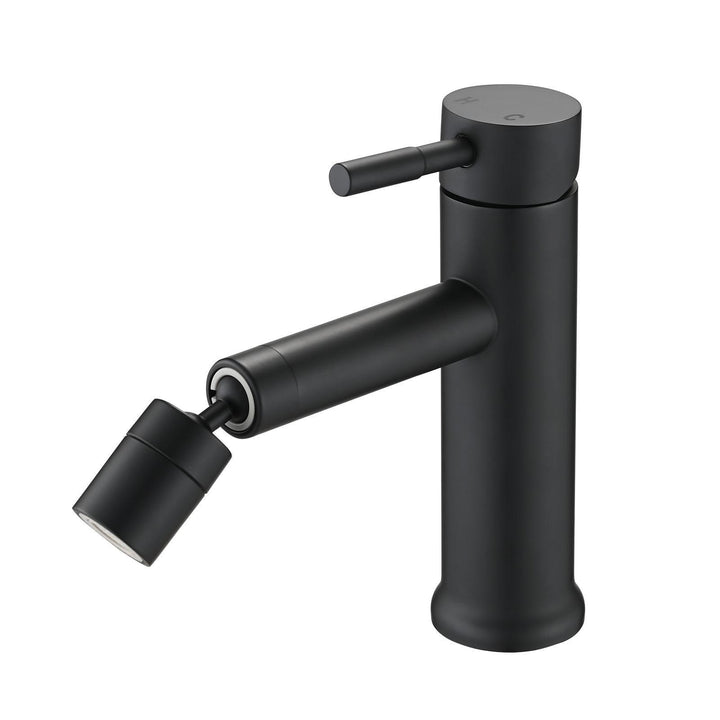 Lisslune | 360° Rotating Mat Black Bathroom Basin Mixer Tap with Dual Water Flow Modes