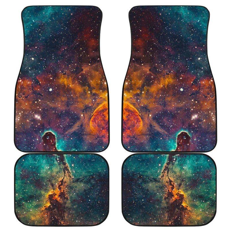 Lisslune | Galaxy Space Teal & Orange Car Mats Set