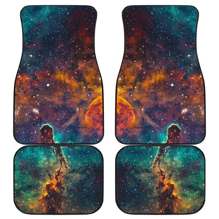 Lisslune | Galaxy Space Teal & Orange Car Mats Set