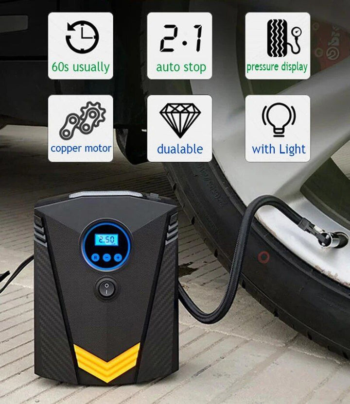Lisslune | Digital tire inflator with LED lighting and automatic air compressor