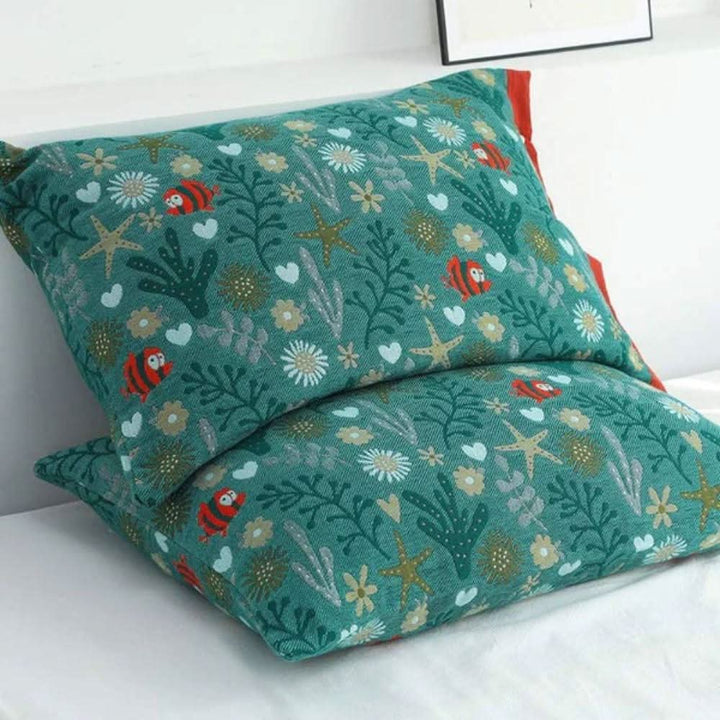 Lisslune | Coral Floral Cotton Pillow Sham – Breathable & Reversible