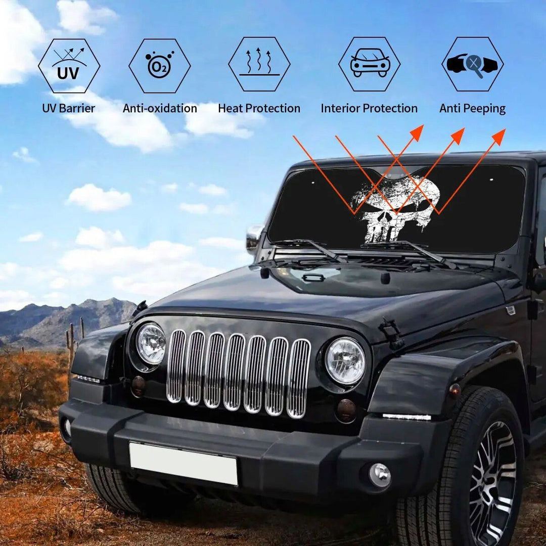 Lisslune | Punisher Skull Car Sunshade – Cute Car Windshield Protector 76x140cm