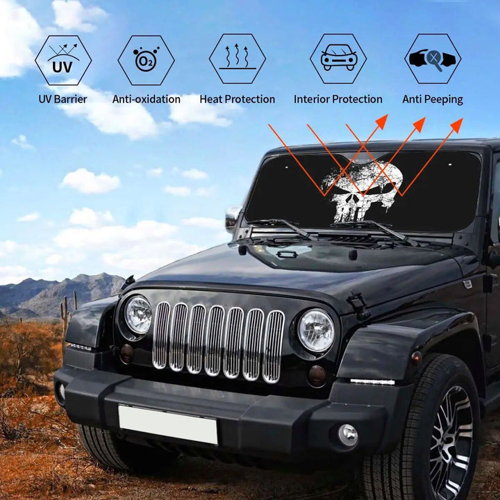 Lisslune | Punisher Skull Car Sunshade – Cute Car Windshield Protector 76x140cm