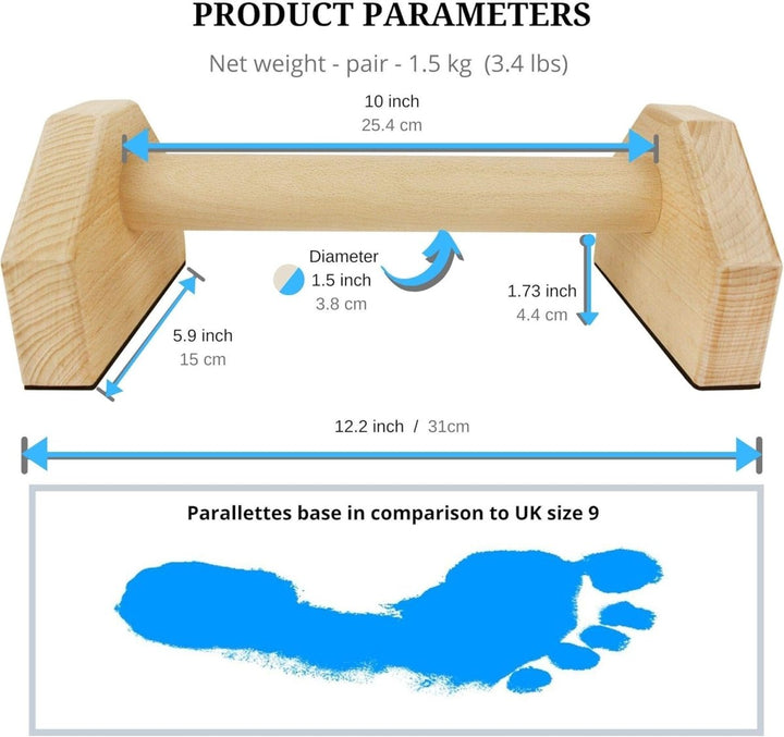 Lisslune | Calisthenics Power Bars – Non-Slip Wooden Parallettes – Push-Ups, Dips & L-Sits – Stable & Ergonomic Training Equipment