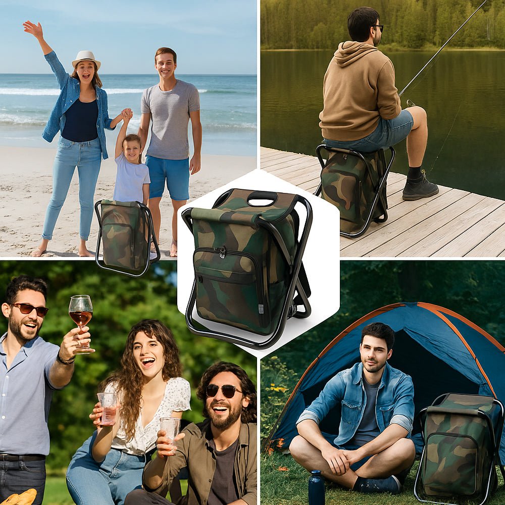 Lisslune | Camochair Pack – 3-in-1 Backpack, Cooler & Folding Chair for Outdoor Adventures