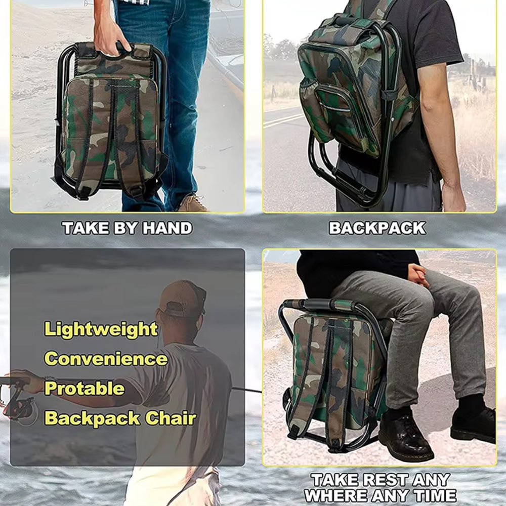 Lisslune | Camochair Pack – 3-in-1 Backpack, Cooler & Folding Chair for Outdoor Adventures