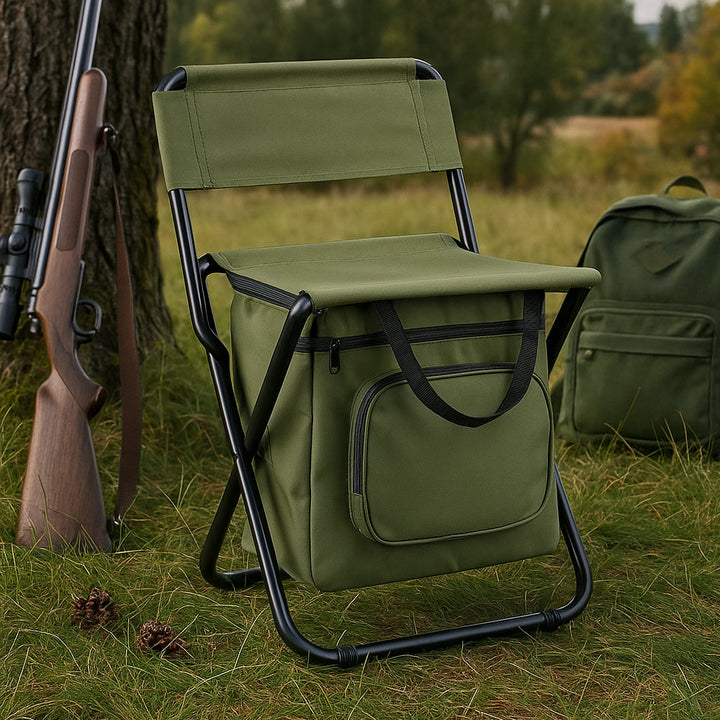 Lisslune | ChillPack Outdoor Chair – Folding Camping Chair with Backrest and Integrated Cooler Bag
