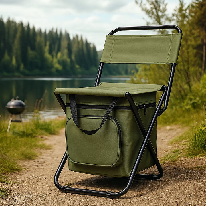 Lisslune | ChillPack Outdoor Chair – Folding Camping Chair with Backrest and Integrated Cooler Bag
