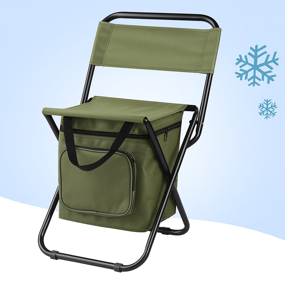 Lisslune | ChillPack Outdoor Chair – Folding Camping Chair with Backrest and Integrated Cooler Bag