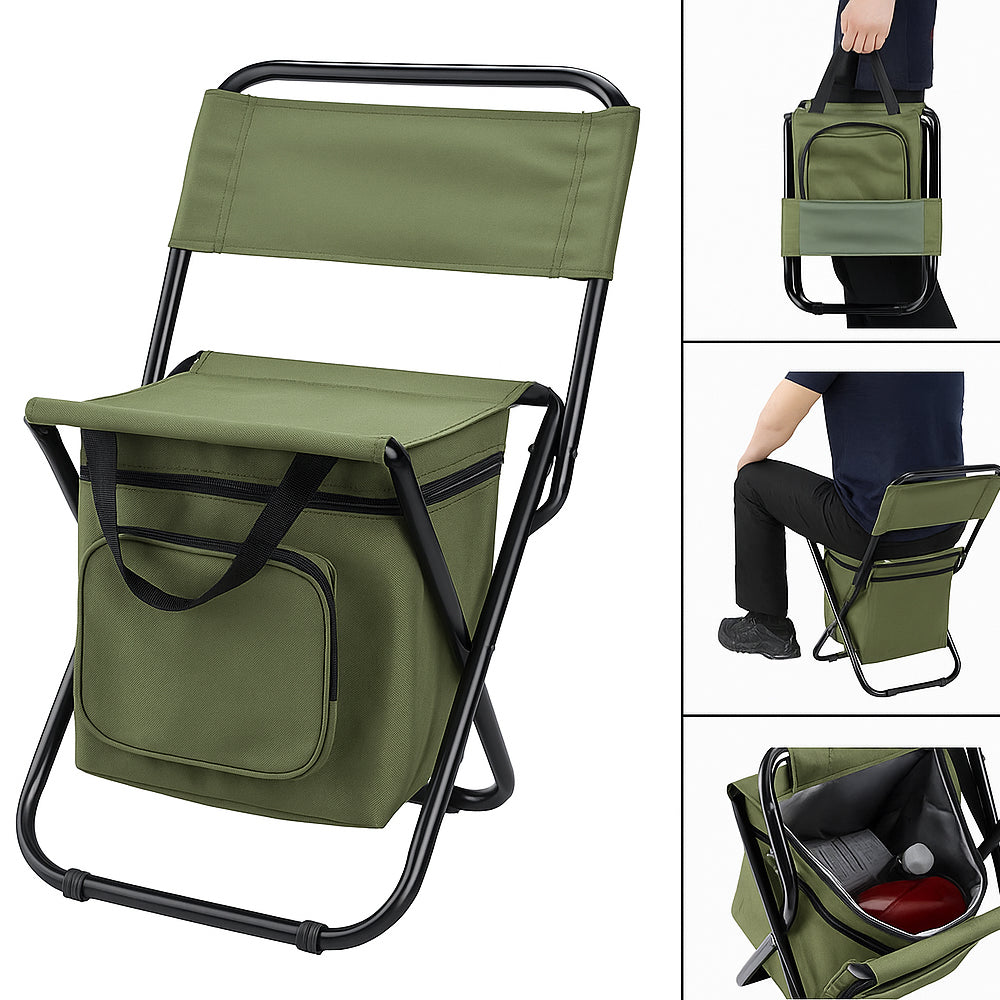 Lisslune | ChillPack Outdoor Chair – Folding Camping Chair with Backrest and Integrated Cooler Bag