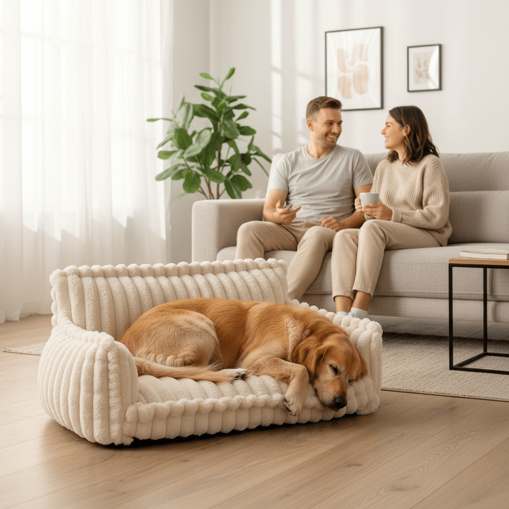 Lisslune | CANILUX – Orthopedic Dog Bed with Raised Headrest & Soft Cushion