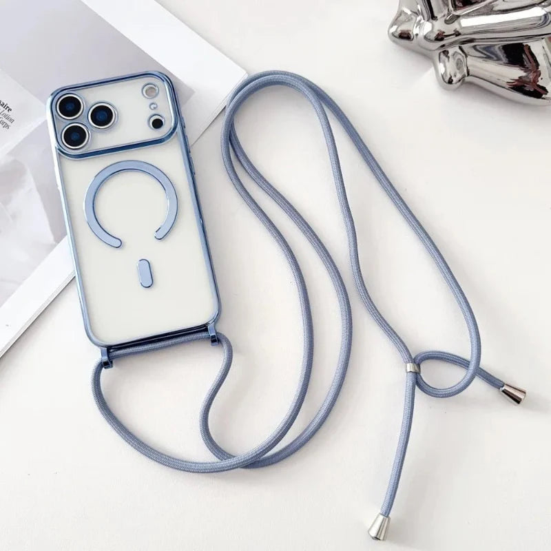 Lisslune | CarryLink – Adjustable Phone Lanyard with Clear MagSafe Case