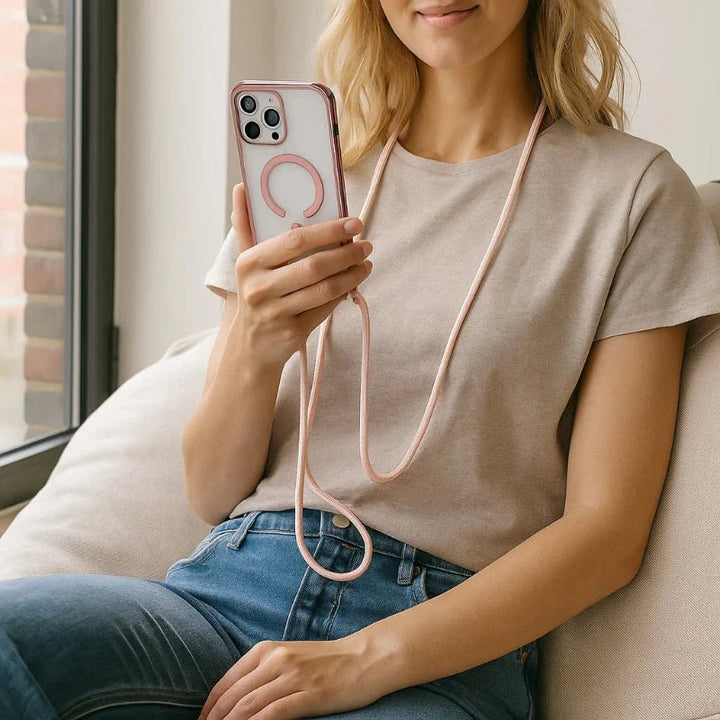 Lisslune | CarryLink – Adjustable Phone Lanyard with Clear MagSafe Case