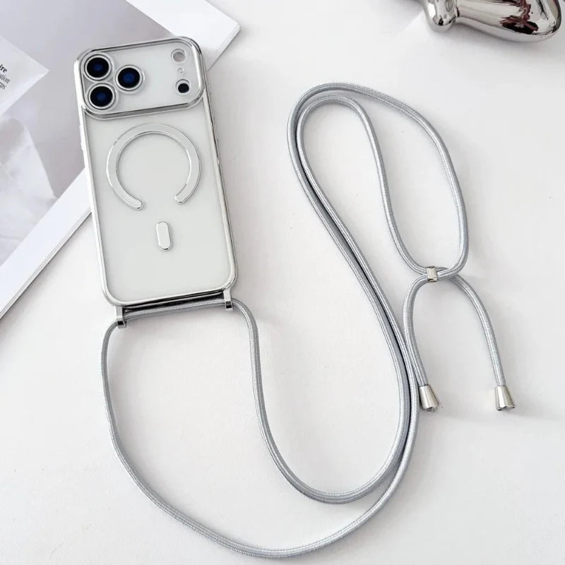 Lisslune | CarryLink – Adjustable Phone Lanyard with Clear MagSafe Case