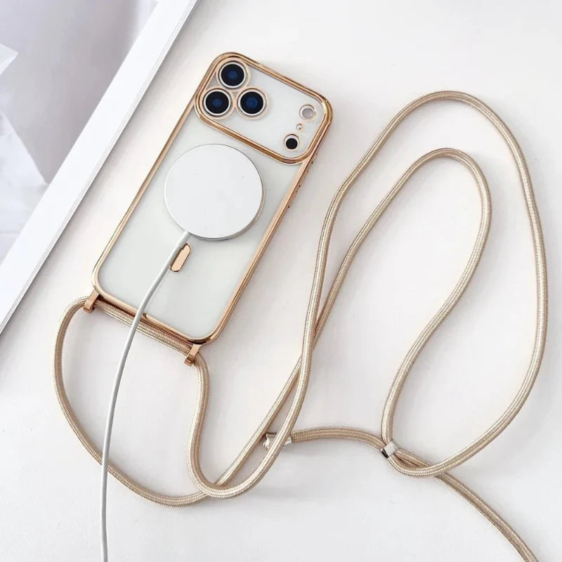 Lisslune | CarryLink – Adjustable Phone Lanyard with Clear MagSafe Case