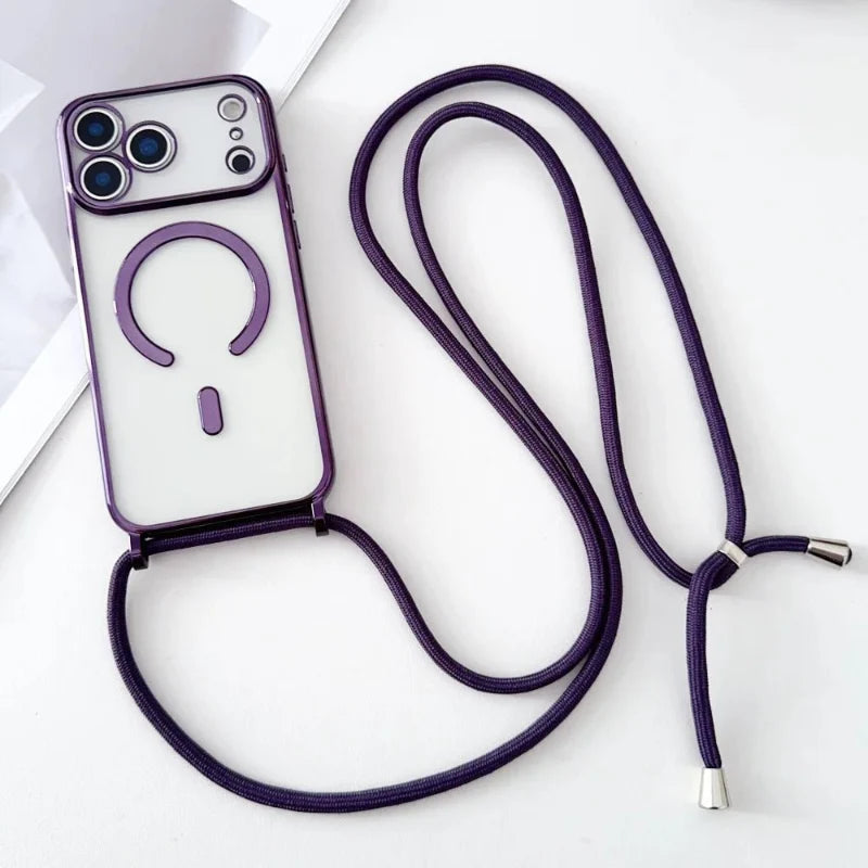 Lisslune | CarryLink – Adjustable Phone Lanyard with Clear MagSafe Case